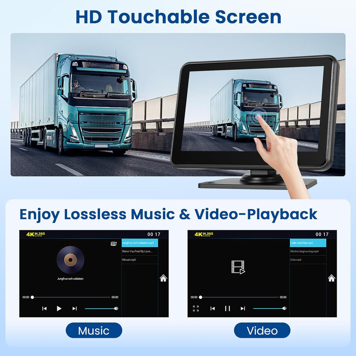 Hikity Achteruitrijcameraset voor 2 camera's IP68 met touchscreen, achteruitrijcamera met audio-afspelen/loopopname/BSD/IR zicht, voor camping, vrachtwagen, camper, aanhangers, 12 V-24 V