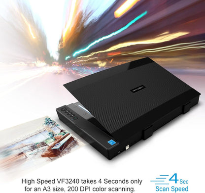Viisan VF 3240, flatbedscanner DIN-A3. Max. resolutie 2400x2400 DPI. Software voor beeldbewerking en tekstherkenning. High-speed scannen.