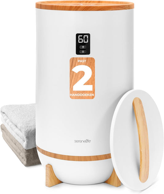 Handdoekwarmer – Handdoekverwarmer – Elektrische Handdoekwarmer – Handdoekverwarming – Bamboe Uitvoering – Timer 15/30/45/60 Minuten – Geschikt Voor 2 Grote Badhanddoeken