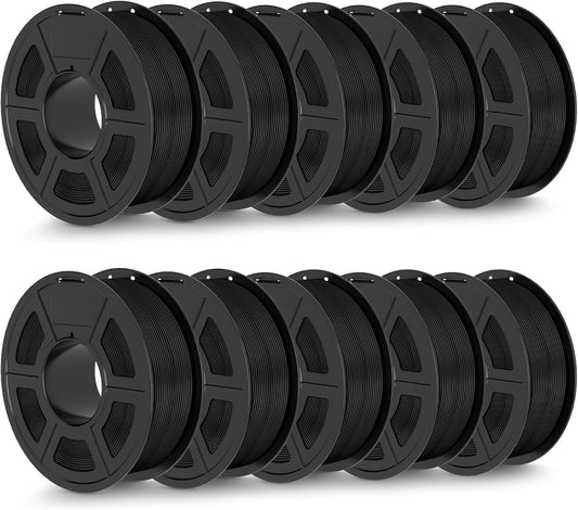 TECBEARS PLA-filament, mat, 1,75 mm, zwart, 10 kg, 30-600 mm/s, snel PLA-filament voor 3D-printers, mat PLA-filament, 1 kg spoel, maatnauwkeurigheid +/- 0,02 mm