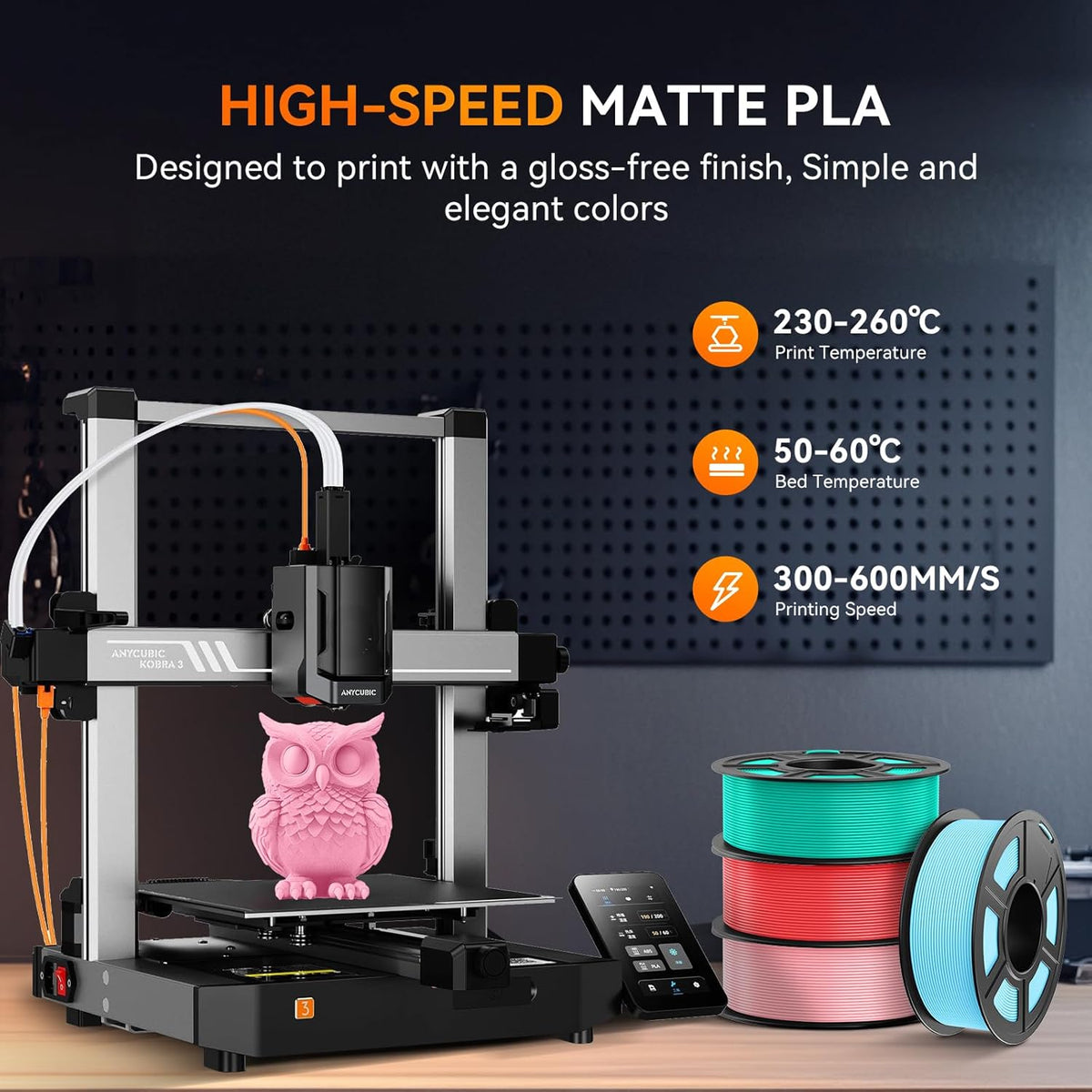 TECBEARS PLA-filament, mat, 1,75 mm, zwart, 10 kg, 30-600 mm/s, snel PLA-filament voor 3D-printers, mat PLA-filament, 1 kg spoel, maatnauwkeurigheid +/- 0,02 mm