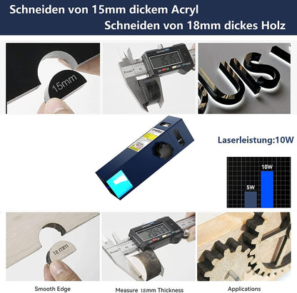 ATOMSTACK A10 PRO lasergraveermachine, 10W lasersnijder, 50W effect hoge precisie CNC-lasersnijden, 0,08 mm laserfocus, 410 x 400 mm groot gebied