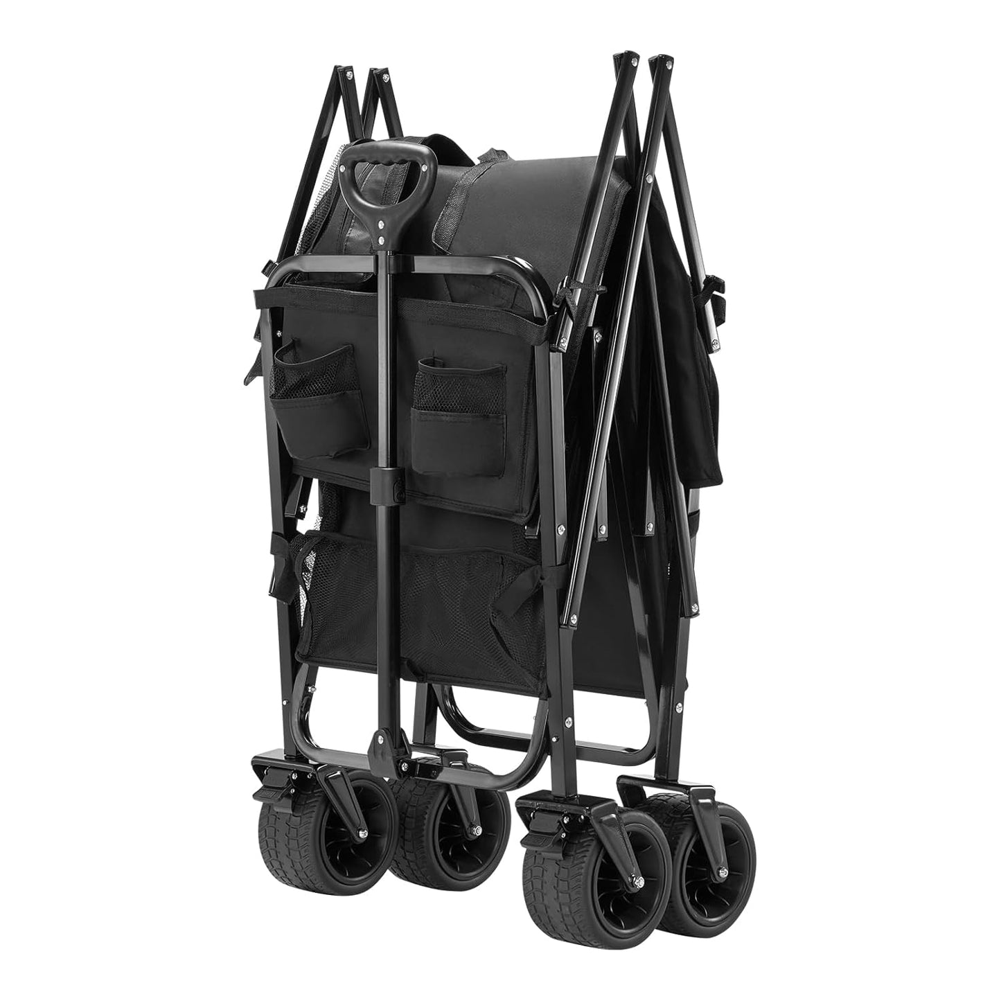 VEVOR Dubbeldekker vouwwagen, inklapbaar, 300 liter, zware vouwwagen, verlengde lange tuinwagen met all-terrain wielen, ondersteuning tot 450 lbs, outdoor utility wagen voor kamperen, sport, winkelen