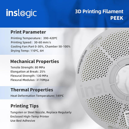 PEEK Filament – 3D Printer Filament – 3D Printmateriaal – Hittebestendig Filament – Vlamvertragend Filament – 1,75 mm Diameter – UL94 V-0 Gecertificeerd – Hoogsterkte en Hittestandvast