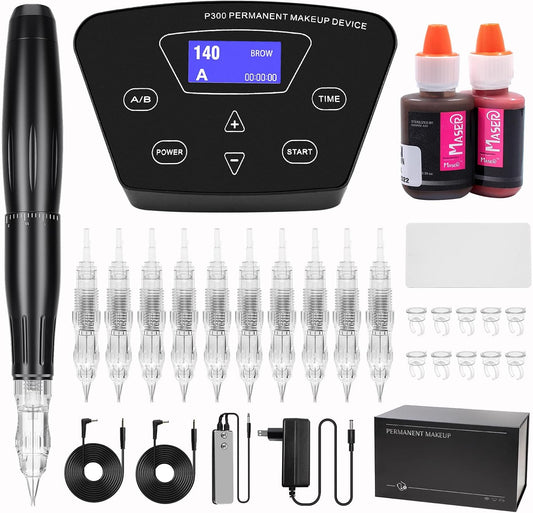 TATELF Digitale permanente make-upmachine, multifunctionele microbladmachine met voetpedaal, touch-control, power supply naalden voor wenkbrauw, eyeliner, lip