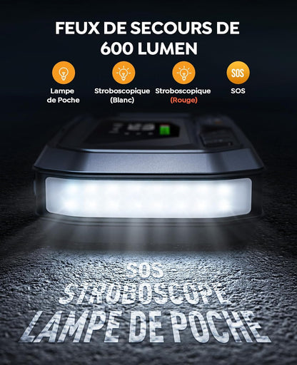 YaberAuto 10-in-1 booster auto accu 7000 A, PD 65 W, compressor 160 psi, 26800 mAh, 600 lm LED, groot scherm starter batterij, met jump starter verlengde kabel voor (alle gas of 12 l diesel)