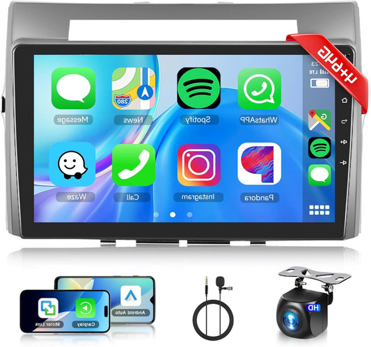Rimoody 4+64G Android Car Radio for Toyota Corolla Verso 2004-2009 9 inch Wireless Carplay Car Radio with Android Car Navi GPS Mirror Link Bluetooth WiFi/FM/RDS/EQ/SWC Rear View Camera - QUORE