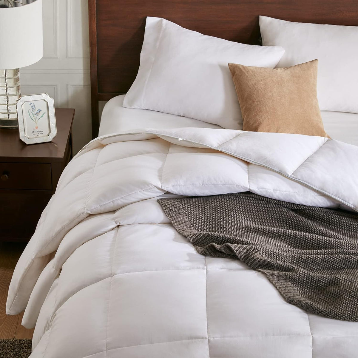 APSMILE Dekbed met ganzenveren voor alle seizoenen King Size - ultrazacht 750 Fill-Power Hotelcollectie dekbedovertrek pluizig medium warm dekbed met hoektabs (106 x 90, wit)