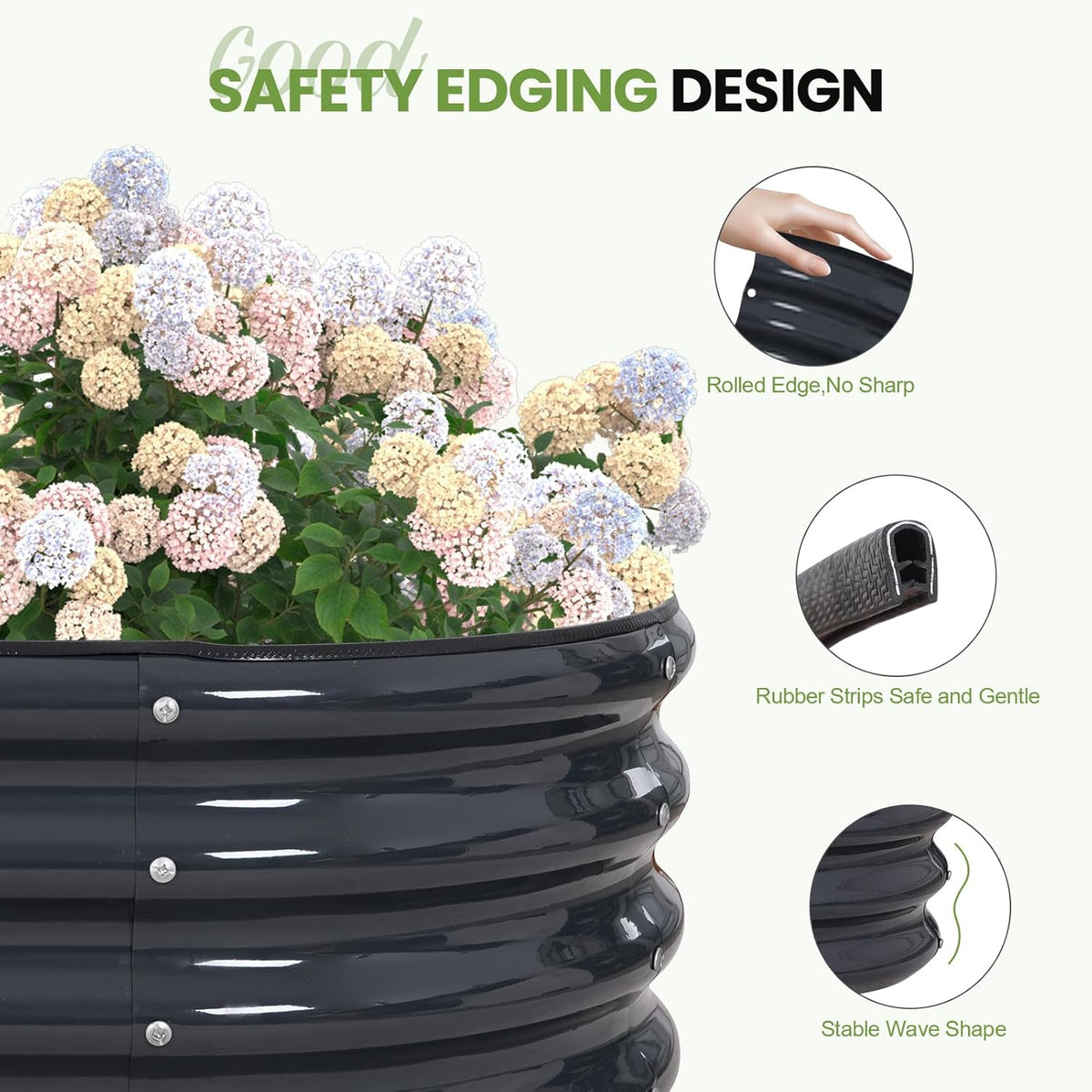 Galvanized Metal Raised Garden Bed Kit - 8x2x1ft Outdoor Planter with Safety Edges & Gloves for Vegetables, Fruits, Flowers.Grey-2pcs - QUORE