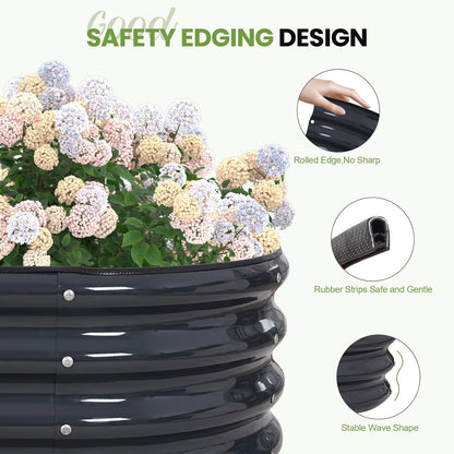 Galvanized Metal Raised Garden Bed Kit - 8x2x1ft Outdoor Planter with Safety Edges & Gloves for Vegetables, Fruits, Flowers.Grey-2pcs - QUORE