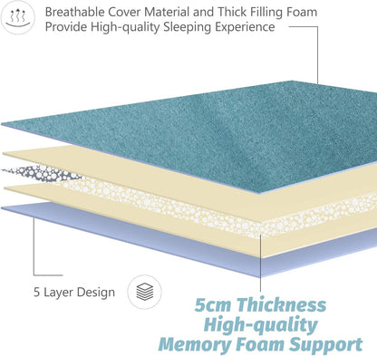MAXYOYO Japanse vloermatras Futon-matras, dikker Tatami-mat slaapkussen opvouwbaar opklapmatras slaapzaal matraskussen vloer ligbed kussen bed (blauwe bloem, enkel)