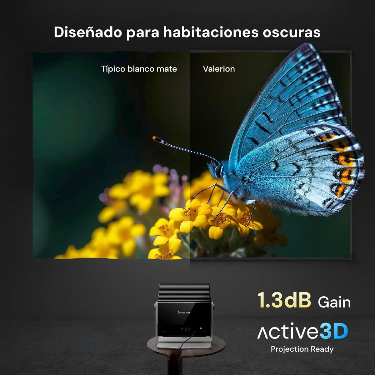 150 Inch Valerion vast frame projectiescherm, 1,3 dB piekversterking, 80% beeldkwaliteitverbetering, 4K/8K Ultra HD, geschikt voor 3D, compatibel met lange, korte en ultra korte afstand projectoren
