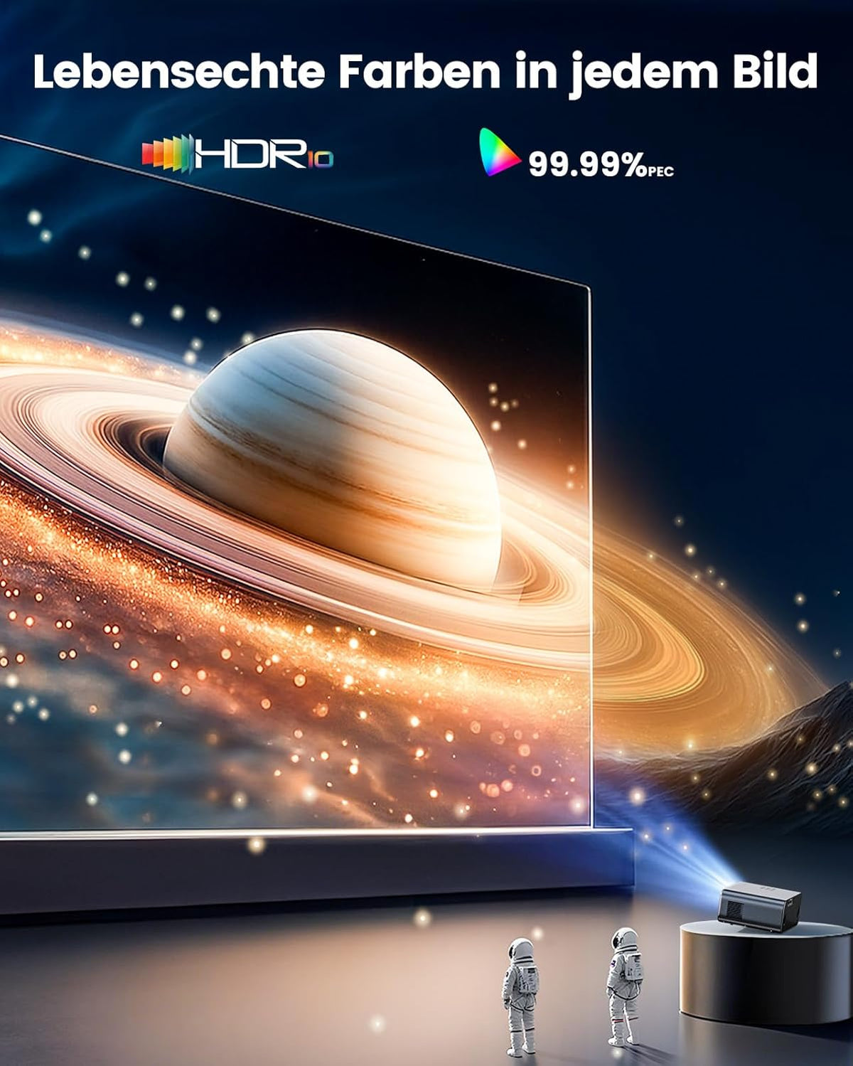 4K-beamer met Google TV & Netflix/Disney+, Dolby Audio, 1000 ANSI Smart Beamer, 4K autofocus, trapeziumcorrectie, HDR10, spraakbediening, wifi, Bluetooth, Full HD 1080p, thuisbioscoop/outdoor