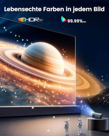 4K-beamer met Google TV & Netflix/Disney+, Dolby Audio, 1000 ANSI Smart Beamer, 4K autofocus, trapeziumcorrectie, HDR10, spraakbediening, wifi, Bluetooth, Full HD 1080p, thuisbioscoop/outdoor