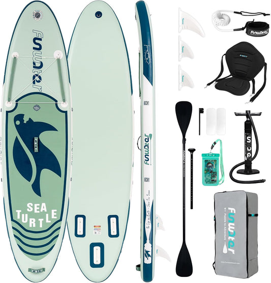 FunWater Stand Up Paddle Board 320 cm & 350 cm – SUP voor 2 personen/gezinnen, met complete accessoires, dubbellaags PVC, beginnersvriendelijk, Opblaasbaar Paddle Board voor volwassenen & beginners