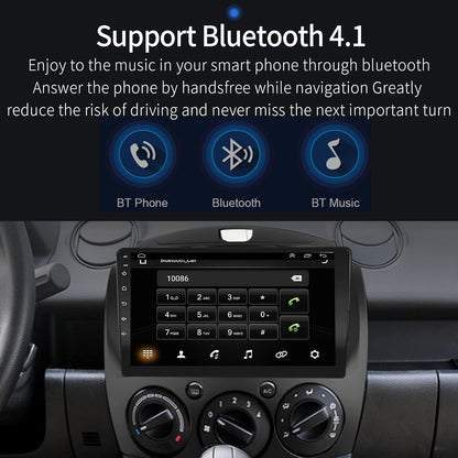 EZoneTronics Carplay Android Auto Radio Stereo voor Mazda 2 2008-2014 met 9 inch touchscreen High Definition GPS-navigatie Bluetooth Wifi USB Mirror Link Stuurbediening Speler