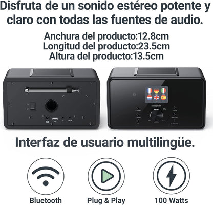 MAJORITY Bard Internetradio, Wifi, DAB Plus-Radio Met Bluetooth, Keukenradio, 100 Watt, 2.1-Luidspreker Met Subwoofer, Afstandsbediening Inbegrepen