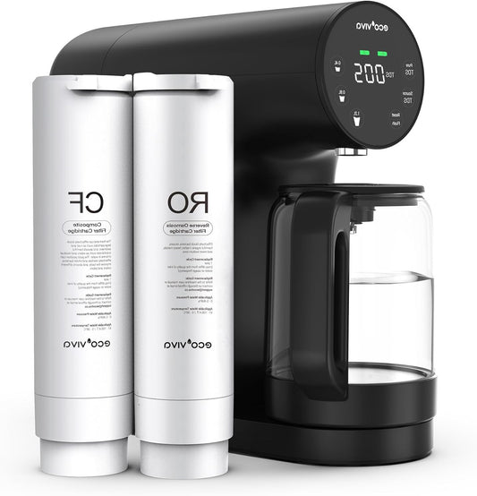 Ecoviva TS Monitor, Reverse Osmosis System, Water Filter, Mobile Osmosis System, Drinking Water, Reverse Osmosis Filter with 4-Stage Filtration, 3:1 Pure Water to Waste Water Ratio - QUORE