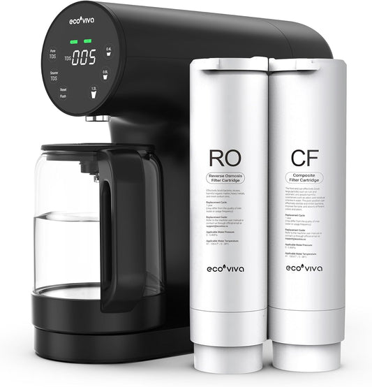 Ecoviva TS-monitor, omgekeerde osmose-installatie, waterfilter, mobiele osmose-installatie, drinkwater, omgekeerde osmose-filter met 4-traps filtratie, 3:1 verhouding van zuiver water tot afvalwater,
