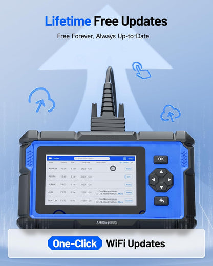 TOPDON ArtiDiag600S OBD2-codelezer, autodiagnosetool voor 4 systemen: motor/ABS/airbag/AT, 8 resetfuncties voor olie/rem/SAS/BMS/ABS/DPF/TPMS/gasklep, levenslange gratis update