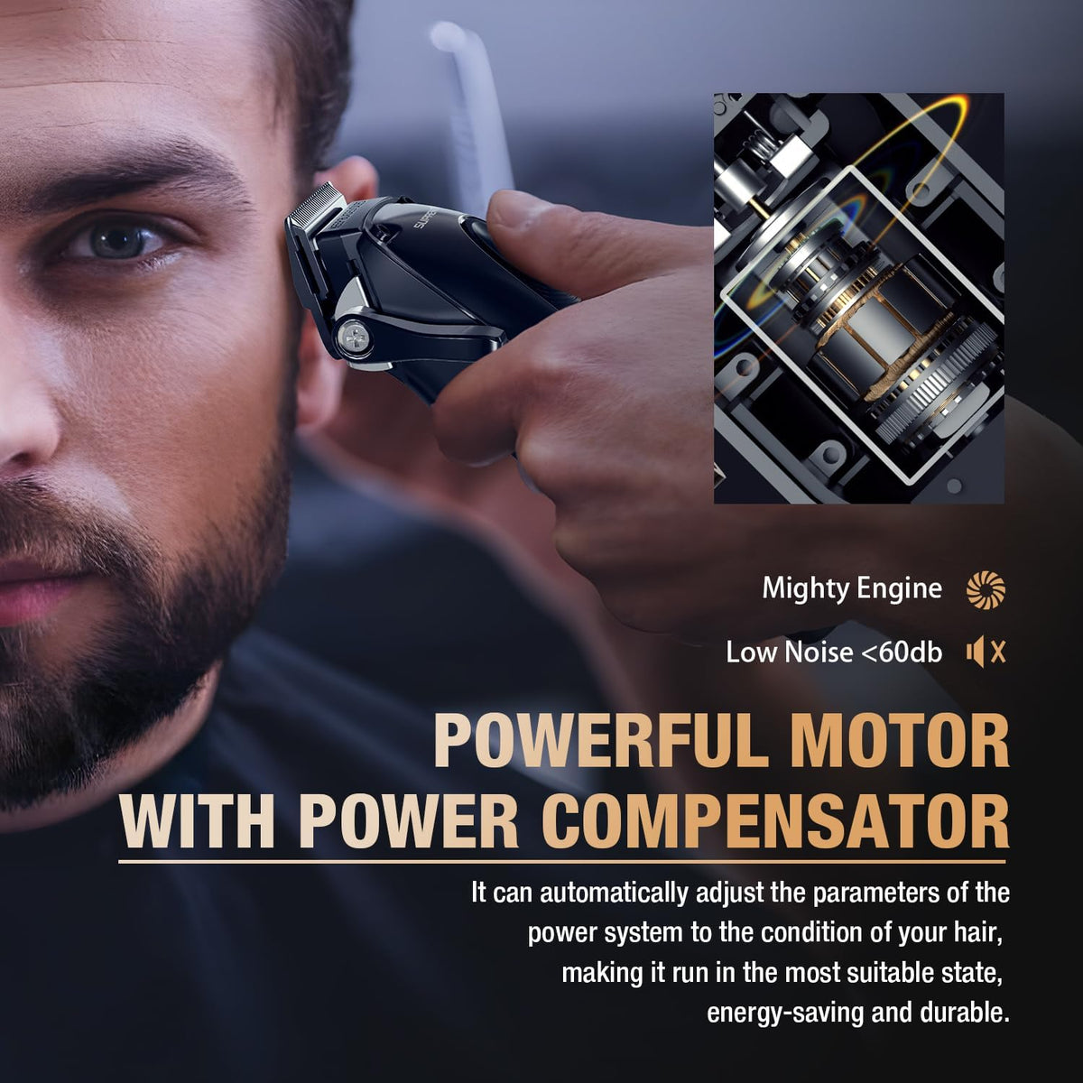 SUPRENT PRO Professionele Tondeuse voor Mannen - DLC Gecoat Mes Met Power Compensator Motor - Premium Set voor Kappers Met Oplaadbasis