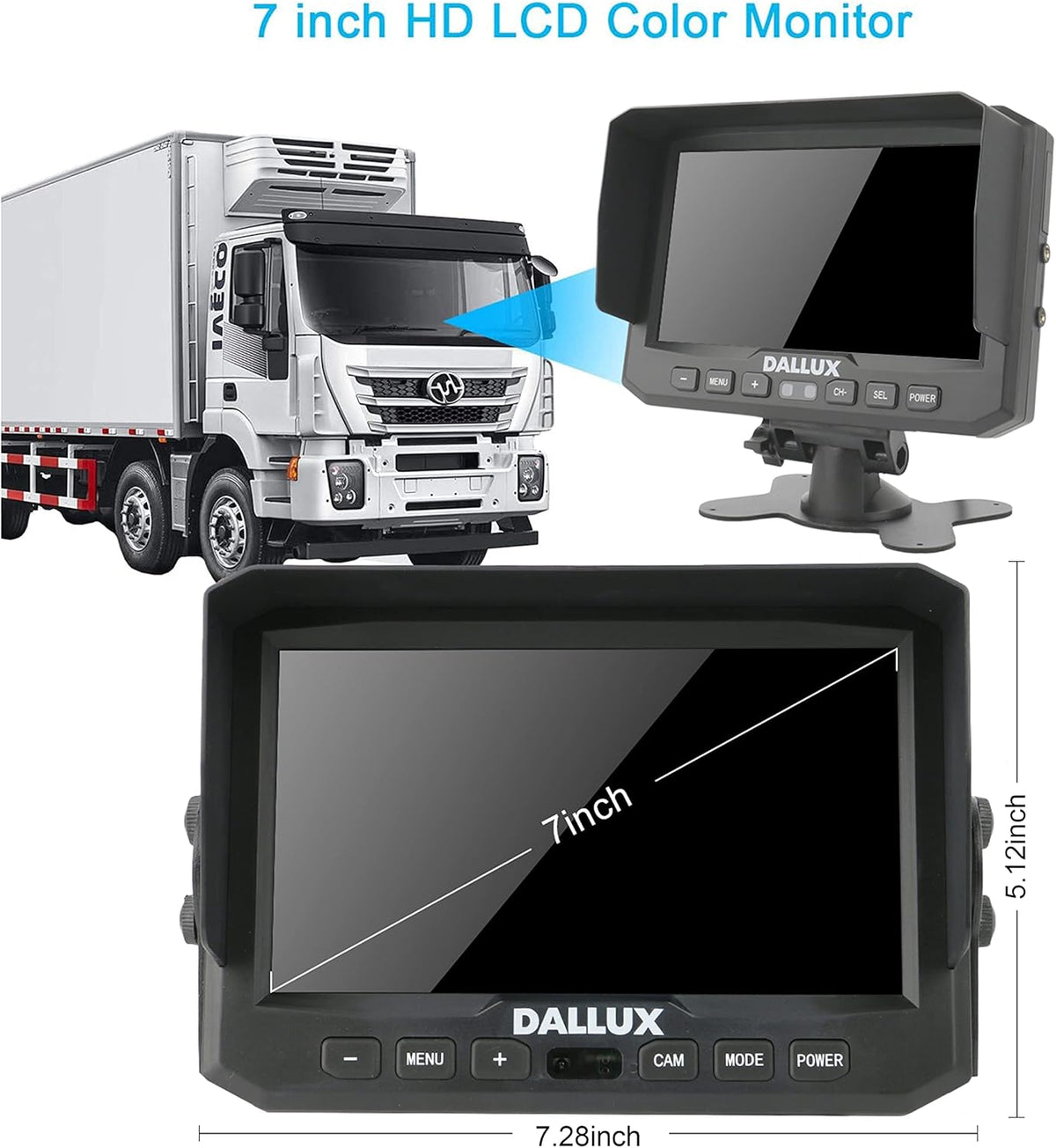 Draadloze Omkeren Camera Kit met 7 inch DVR Monitor voor zware voertuigen/Pickup/trucks/trailers/bussen/bestelwagen/RV campers/landbouw met 1080 P Nachtzicht Stabiele Signaal Achteruitkijkspiegel IP69K Backup Camera
