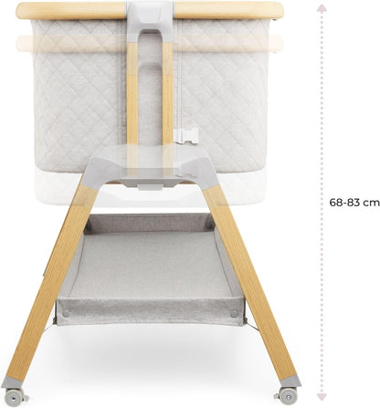 Moby-System, Dreemy 3-in-1 opklapbed, voor kinderen tot 9 kg, 7-traps hoogteverstelling, 4 transportwielen, afneembare zijwand, plank onder het bed