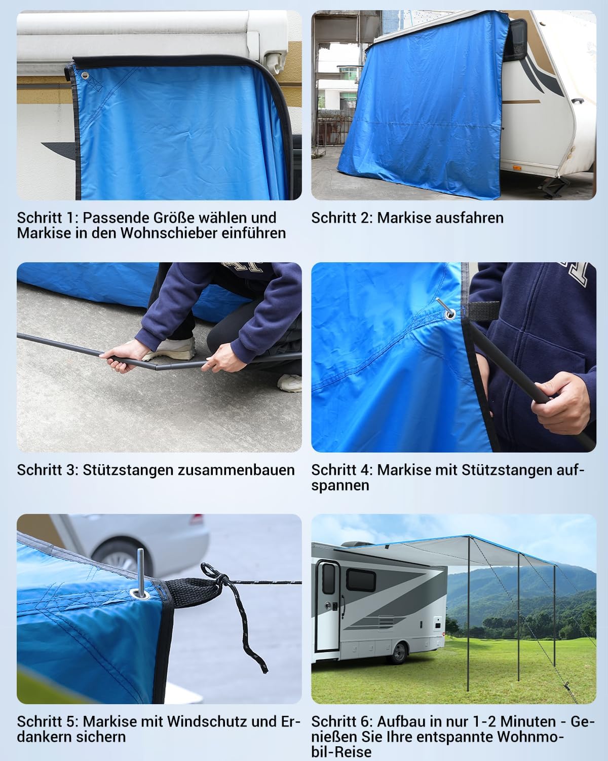 SUPAREE Caravan Luifel Auto Camping Luifels (Blauw, 3.5x2.4m)