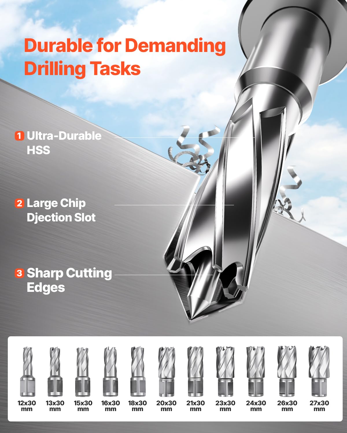 VEVOR Portable Electric Column Drilling Machine, 1400 W Motor, 40 mm Drill Diameter, with 11 Core Drilling Points, Speed of 800 RPM, Metal Drilling Machine