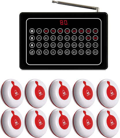 Draadloos Oproepsysteem – Personeelsoproep – Nurse Pager – Zorgoproepsysteem – Restaurant Pager – 32 Nummers Display – 500 Meter Bereik - QUORE