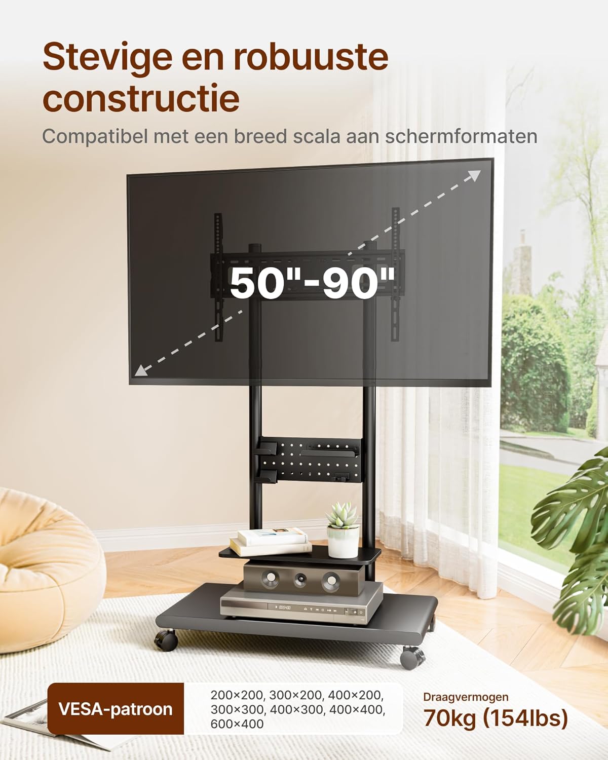 Tv-standaard voor 50-90 inch tv/zwart