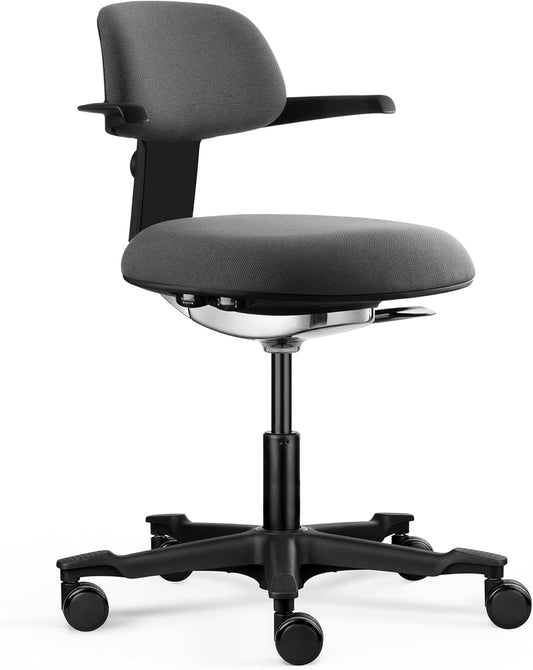 hjh OFFICE Ergonomische werkstoel Work 40 stoel met in hoogte verstelbare rugleuning, verstelbare zithoek en zitdiepte, stabiele nylon kruisvoet, donkergrijs