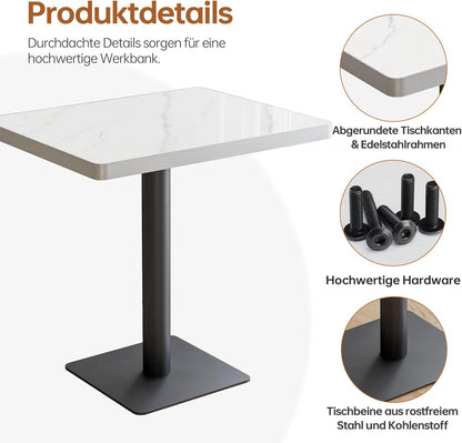 ZL ZELing 80cm Ronde Gesinterde Steen Eettafel, Hoogglans Sneeuw Berg Wit, Moderne Minimalistische Keuken Tafel met Metalen Benen voor Home Cafe Restaurant