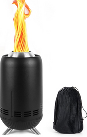Vuurschaal - Vuurkorf - Vuurplaats - Tafelvuur - Tafelblad - Draagbaar - Pellet - Wood - Brandstof - Lichte - Duurzame - Marshmallow-roosterstokjes - met Draagtas - voor Buiten - Camping - Vis - Wandelen - RVS - 16.3 x 30.6 cm - Zwart