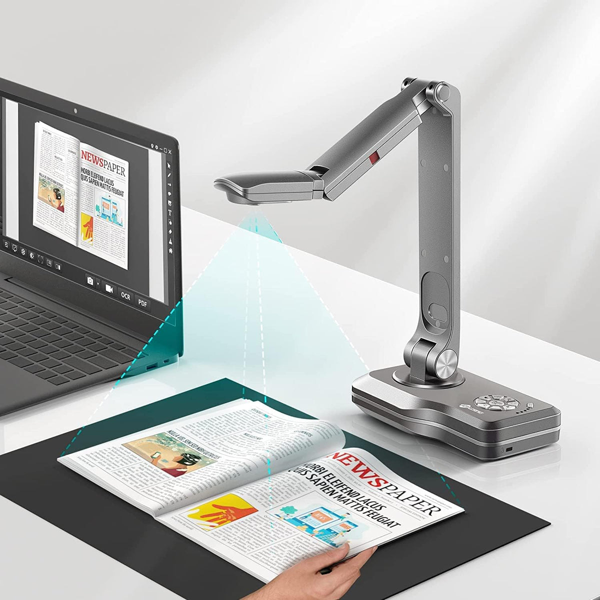 JOYUSING V508 Documentcamera met VGA/HDMI/USB, driemodussen, met 8 miljoen pixels, speciaal voor leraren, geschikt voor realtime-projectie, Kan werken met en zonder een computer.