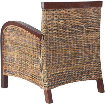 Tidyard Natural Rattan, Hand Braided Mango Wood Garden Chair Rattan Outdoor Rattan Chair Rattan Chair Rattan Lounge Chair Rattan 69 x 66 x 79 cm - QUORE