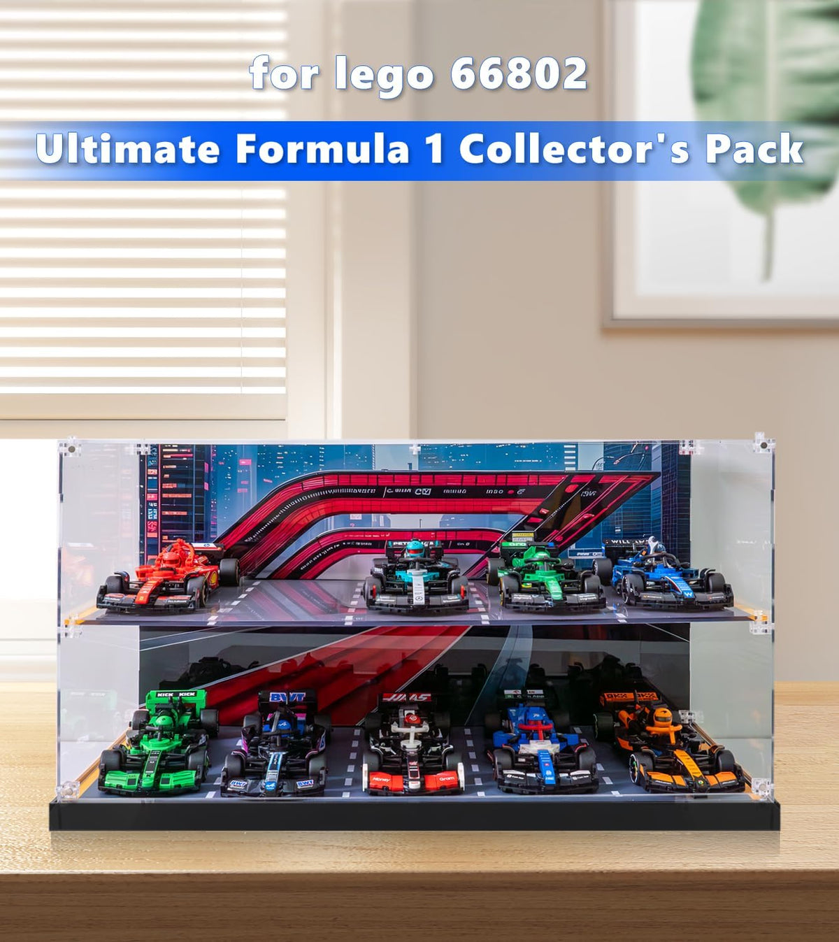 Acryl vitrine voor Speed Champions 10-in-1 F1 Car 77242,77243,77244,77245, organisatievitrine voor Vitrine 77246, 77247, 77248, 77249, 77250, 77251 (alleen displaycase, geen model)