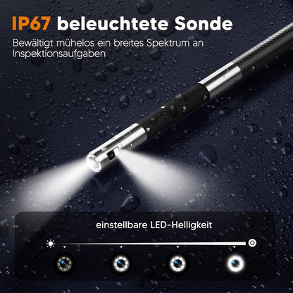 1,6 m lange endoscoop met 7 inch scherm en twee camera's