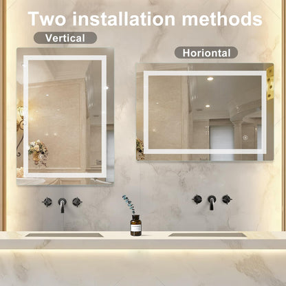 Sanitemodar LED Bathroom Mirror 80 x 100 cm, Bathroom Mirror with Light, Wall Mirror with Touch Switch - QUORE