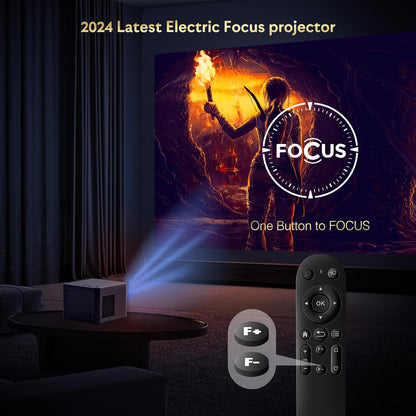 Mini Beamer - Projector - LED Digitale Projector - Draagbaar - met Elektrische Focus - 6D - 4P Keystone Correctie - Zoom - 5G WiFi - Bi-Channel - Bluetooth 20000L - 1080P - 500 ANSI - Compatibel - TV - Smartphone - Tablet - Laptop