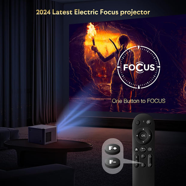 Mini Beamer - Projector - LED Digitale Projector - Draagbaar - met Elektrische Focus - 6D - 4P Keystone Correctie - Zoom - 5G WiFi - Bi-Channel - Bluetooth 20000L - 1080P - 500 ANSI - Compatibel - TV - Smartphone - Tablet - Laptop