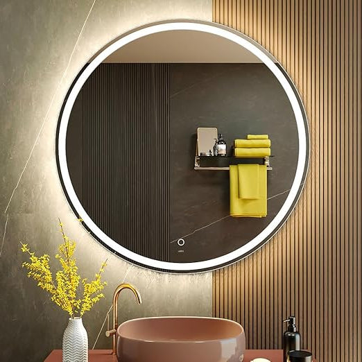 LED Badkamerspiegel – Spiegel – Make-up Spiegel – Wandspegel – Verlichte Spiegel – Touchbediening – 100 x 100 cm – Instelbare Kleurtemperatuur – Anti-Fog functie - QUORE