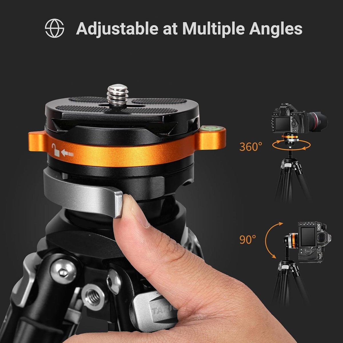 TARION Compact reisstatief voor camera: draagbare lichtgewicht camerastatief voor backpacken, uniek komstatief + kogelkop Quick Release Systeem, aluminium fotografiestatief 60in/152 cm hoog QOBRA