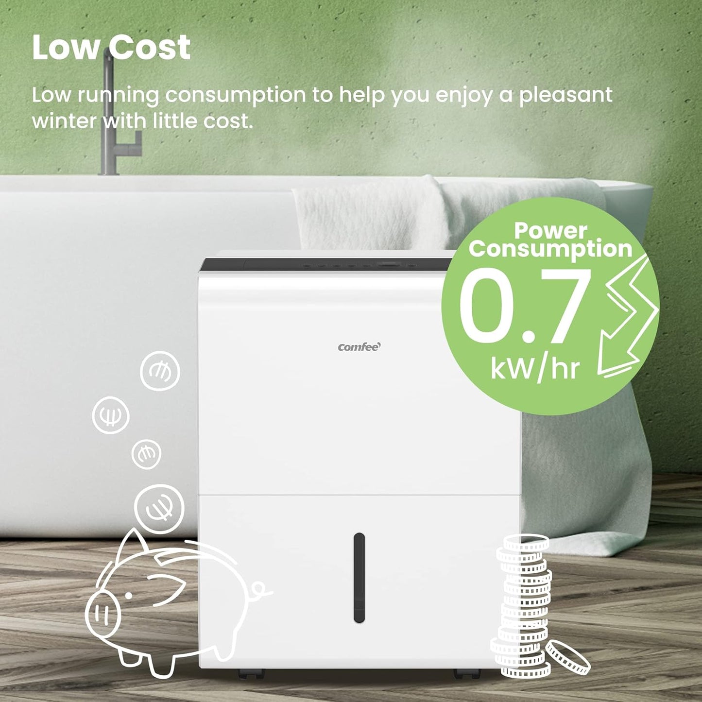 Luchtontvochtiger – Ontvochtiger – Vochtvreter – Air Dehumidifier – Vochtverwijderaar – Energiebesparend – 30 Liter Per Dag Capaciteit - QUORE