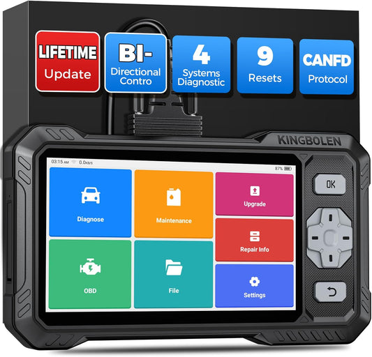 KINGBOLEN S608 OBD2 Code Reader, Auto Diagnostic Tool voor Motor/ABS/Airbag/AT,9 Reset Olie/Rem/ABS/Gear/Injector/BMS/DPF/TPMS/Throttle, OBD2 Scanner Lifetime Free Update, Kan FD Protocol