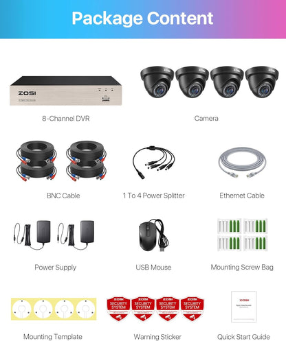 Buitencamera Set – Beveiligingscamera – Domecamera – Videobewakingssysteem – CCTV Camera – Full HD 1080P Beelden – 24 Meter Infrarood Nachtzicht