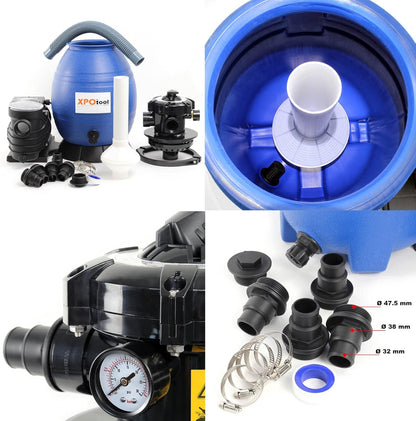 Wiltec zandfiltersysteem 250 W met 26 liter filtertank en zelfaanzuiging 10.000 l/h poolpomp