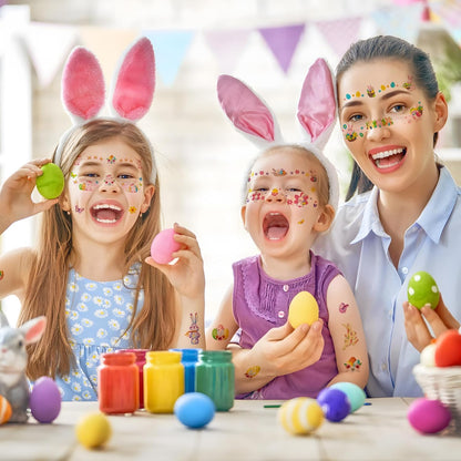 12 vellen paastoeages gezicht paascadeaus kinderen tatoeages paashaas glitter gezichtstattoos paaseieren face art sticker tattoo lente kleeftatoeages lichaam gezicht paasdecoratie