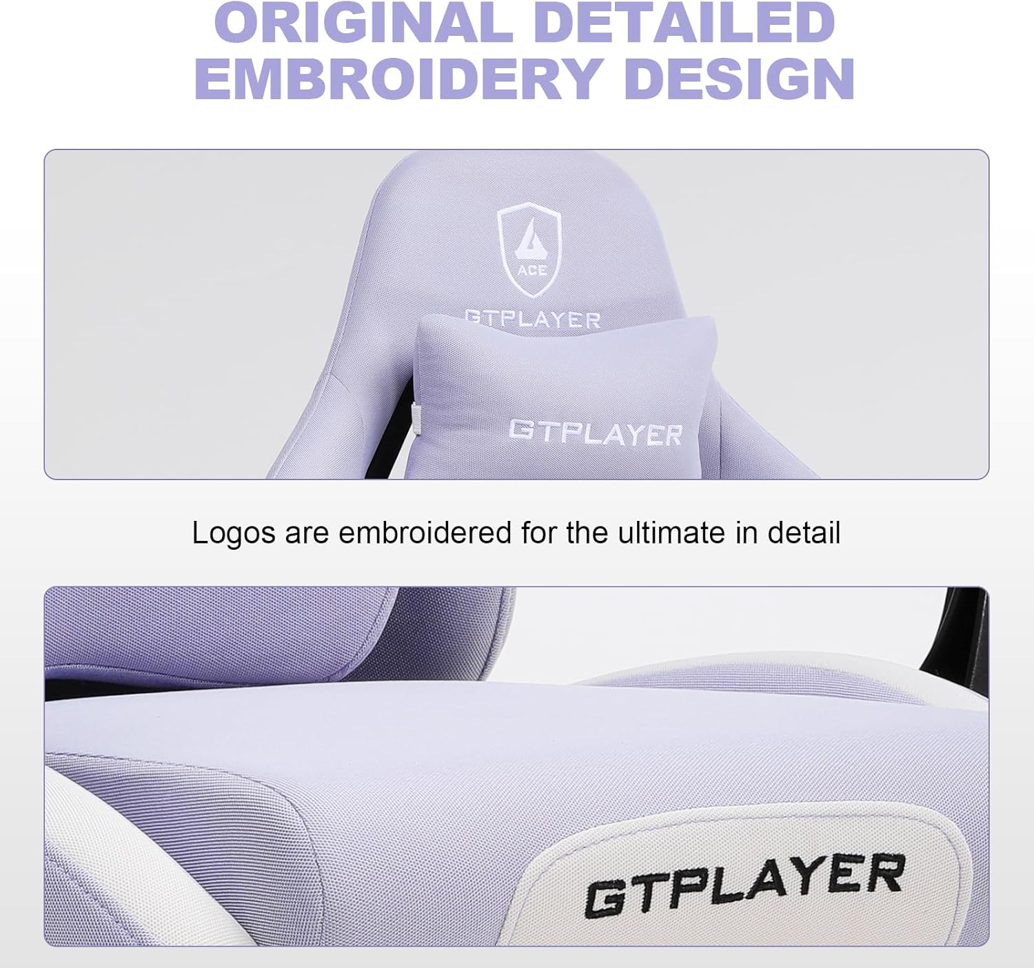GTPLAYER Gaming Chair, Gamers Chair, Breathable High Quality Fabric Office Chair, Ergonomic PC Chair, Adjustable and Swivel Office Chair with Footrest, Purple - QUORE