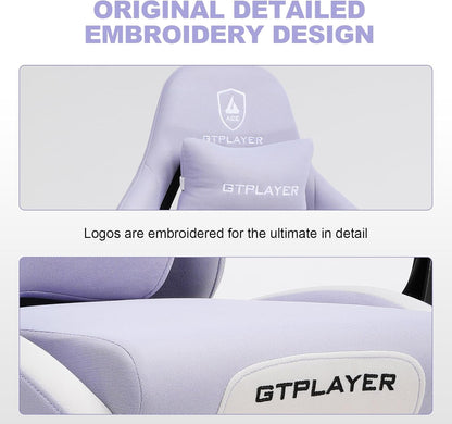 GTPLAYER Gaming Chair, Gamers Chair, Breathable High Quality Fabric Office Chair, Ergonomic PC Chair, Adjustable and Swivel Office Chair with Footrest, Purple - QUORE